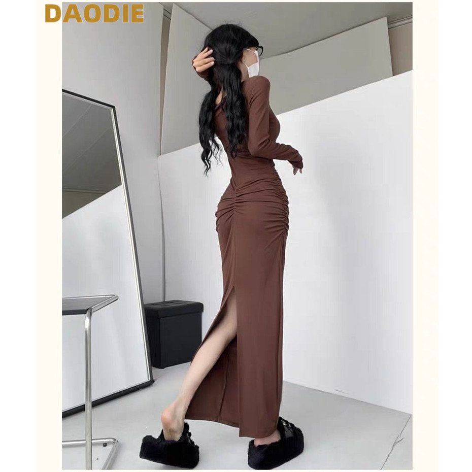 DAODIE váy Đầm váy nữ body đầm Vintage Fashion Cổ điển Hàn Phong WLQ2480L2O 35Z240831