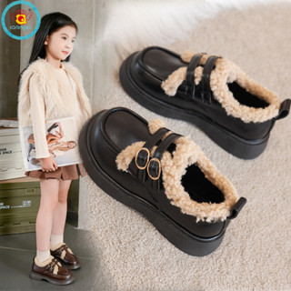 Iq Angel Giày cotton trẻ em Mùa thu đông cỡ lớn giày tuyết chống trượt cho trẻ em Bé gái cộng với bốt lông thú Giày lông thú cho bé gái giữ ấm
