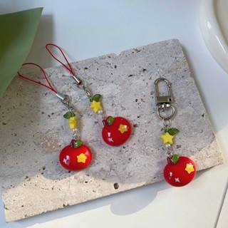 Steve Red Apple Ngôi Sao Vàng Mặt Dây Điện Thoại Di Động Túi Album Móc Khóa Trang Trí