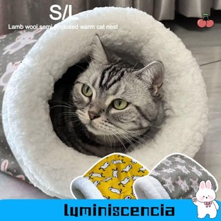 Túi ngủ cho mèo LUMINISCENCIA, Giường hang mèo dày sang trọng, Loại bỏ túi dễ thương Hoạt hình mùa đông ấm áp Thảm tổ mèo Đồ dùng cho thú cưng