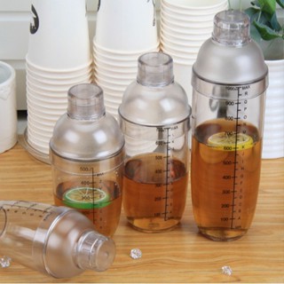 Bình lắc pha chế cafe nước ép bằng nhựa có chia vạch đen 320ml 460ml 600ml, bình lắc Shaker đa năng