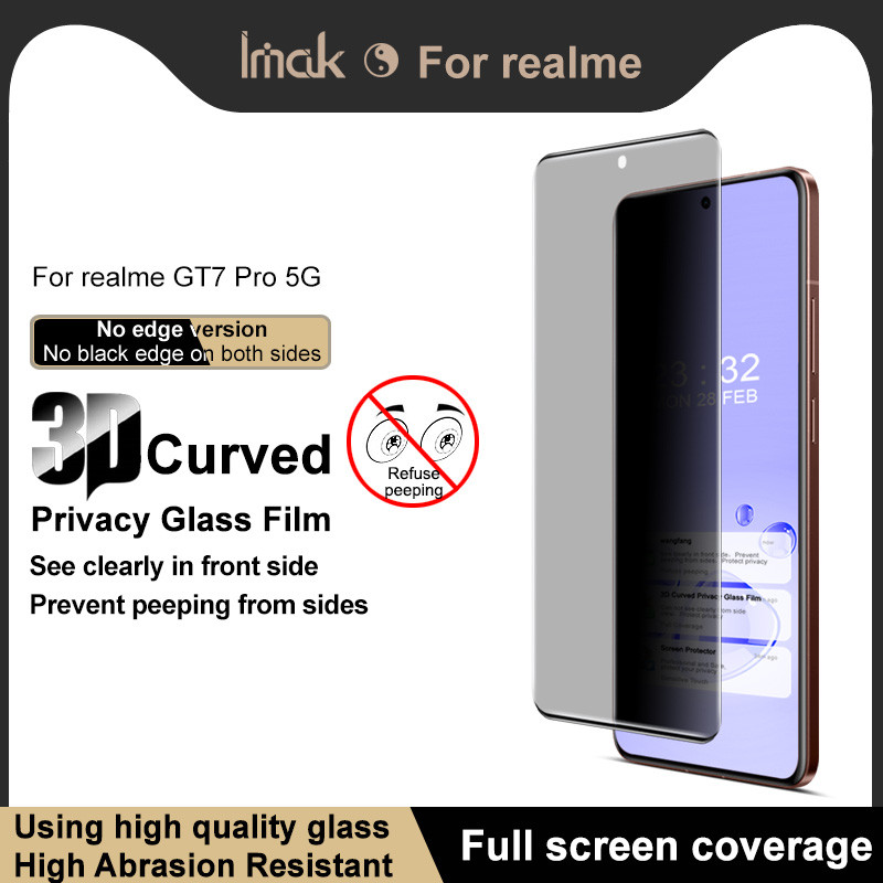 Kính cường lực bảo mật Imak Realme GT7 Pro 5G (Phiên bản không cạnh) Phim bảo vệ màn hình cong 3D Fu