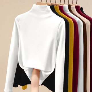 áo giữ nhiệt nữ áo giữ nhiệt lót lông Áo mặc trong áo len cổ cao áo giữ ấm lót nhung phối bên trong