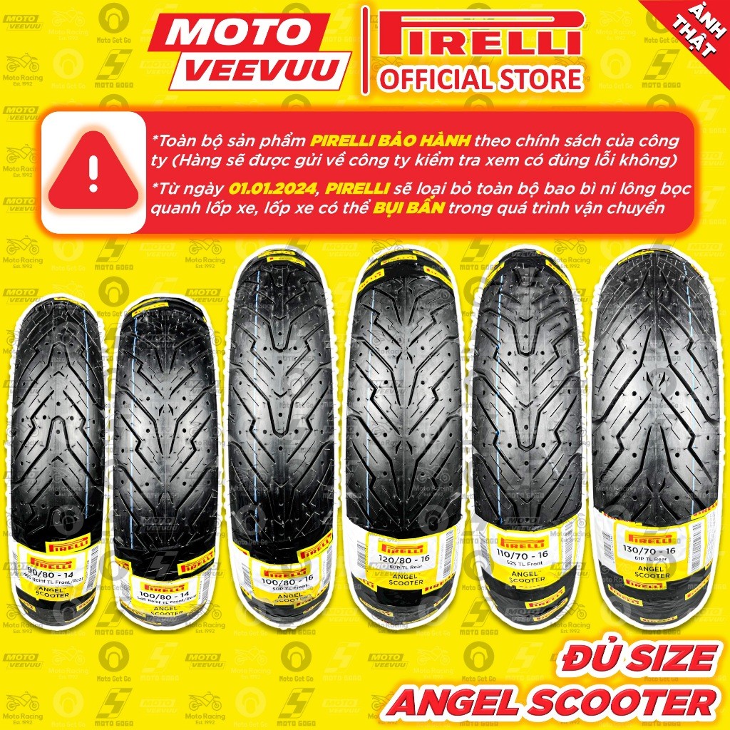 [MTVV] Vỏ lốp xe máy PIRELLI Angel Scooter đủ size xe ga 60 70 80 90 100 110 120 130 140 150 10 12 1