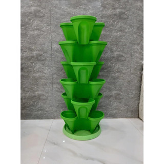  kimcuongshop2023  6 chậu Chậu tháp trồng rau hoa thông minh có đĩa chậu nhựa xếp trồng rau sạch 6 tầng 