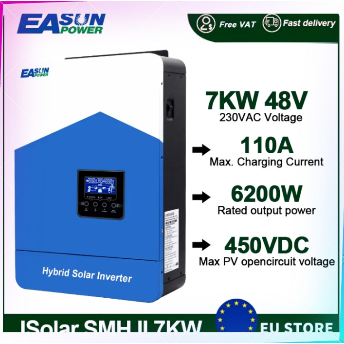 Biến Tần  EASUN POWER 48V-7200VA Hybrid Solar Inverter  6.2KW 48V-110A MPPT-PV 55-500VDC