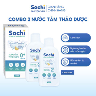 Combo 2 Nước Tắm Thảo Dược SACHI Ngừa Rôm Sảy, Làm Ấm Hỗ Trợ Ngăn Cảm Cúm, Cảm Lạnh Cho Bé Lọ 250ml