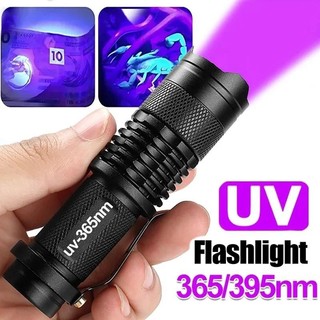Đèn pin LED UV Đèn pin cực tím Đèn Mini siêu tím có thể phóng to 395 / 365nm Đèn kiểm tra nước tiểu cho thú cưng Dụng cụ dò vết bẩn