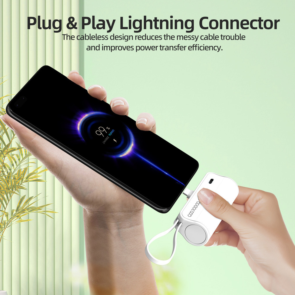 GOOJODOQ 4000mAh Mini Power Bank Sạc di động Type-C và phích cắm cho điện thoại/đồng hồ/tai nghe | BigBuy360 - bigbuy360.vn
