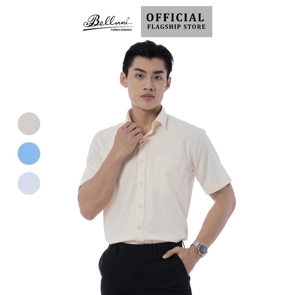 Áo Sơ Mi Nam Tay Ngắn Cao Cấp - Sơ Mi Nam Belluni vải sợi tre mềm mượt, thoáng khí -  ABN.BPS.BE.285