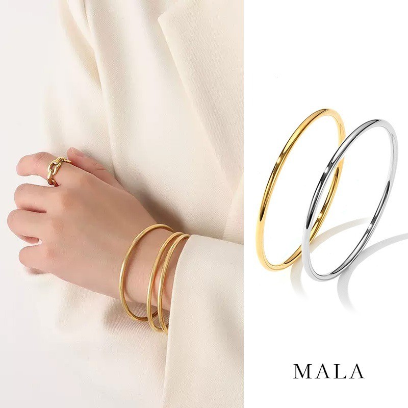 mùa hè Vòng tay đơn bằng thép titan mạ vàng 18k Vòng đeo tay đôi tròn