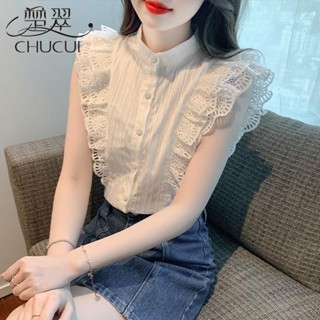  Áo kiểu Pháp tay bèo cho phụ nữ mùa hè mới sang trọng áo chiffon ngắn tay đẹp mùa hè 