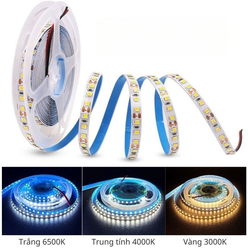 Cuộn dây Led dán 12v 5m chip 2835 dán nhôm định hình led silicon dẻo