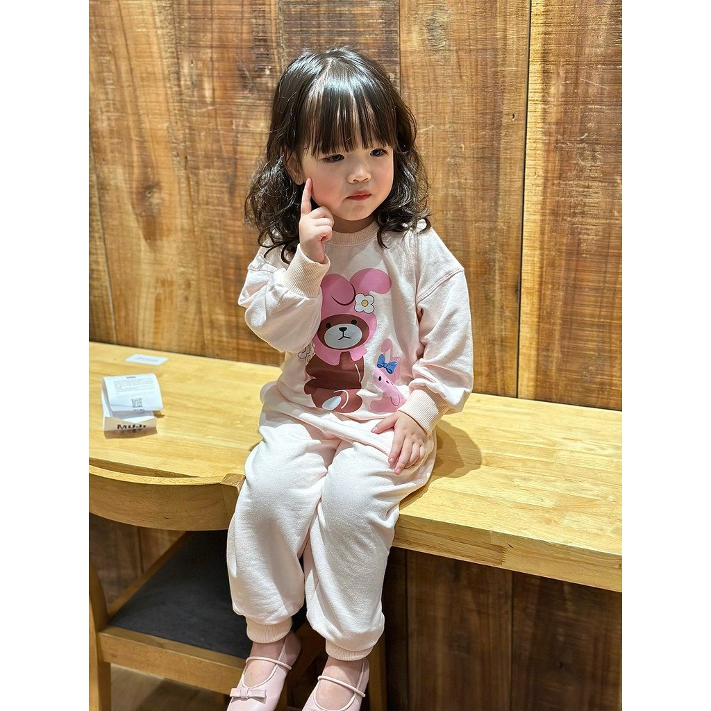 BN186 (9-26kg)-Bộ nỉ thu đông dài tay bé gái THỎ HỒNG VNXK MAi linh KID 2