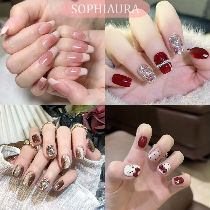 Móng Tay Giả Có Keo Miễn Phí 10 Chiếc Bấm Vào Móng Tay Có Thiết Kế Hình Hạnh Nhân Hình Vuông