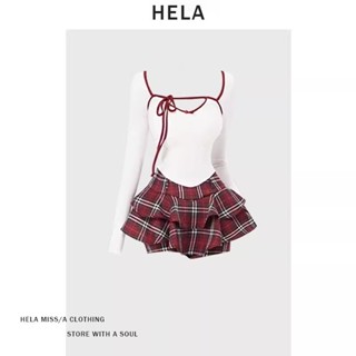  Áo Dệt Kim Màu Tương Phản Kiểu Ngắn Phong Cách Ngọt Ngào Và Cay Hela Bộ Đồ Nửa Váy Kẻ Sọc Giáng Sinh Cỡ Lớn Đầu Thu Nữ 