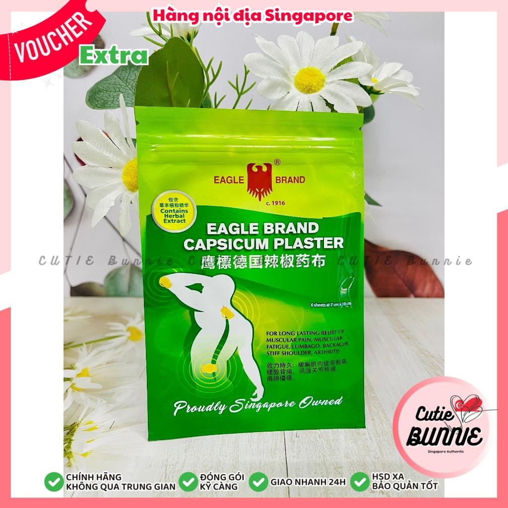 Cao dán hiệu Con Ó Eagle Brand Capsicum Plaster gói 6 miếng 7x10 cm / Hàng nội địa Singapore