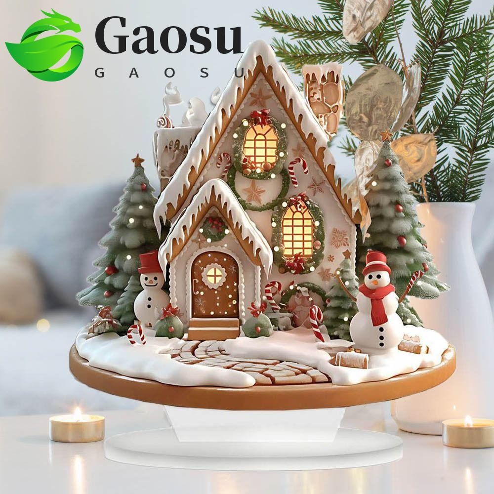 Gaosu Xmas Magic House Bức tượng, Tượng Ngôi nhà tuyết Giáng sinh bằng Acrylic hoạt hình, Nhà tuyết 