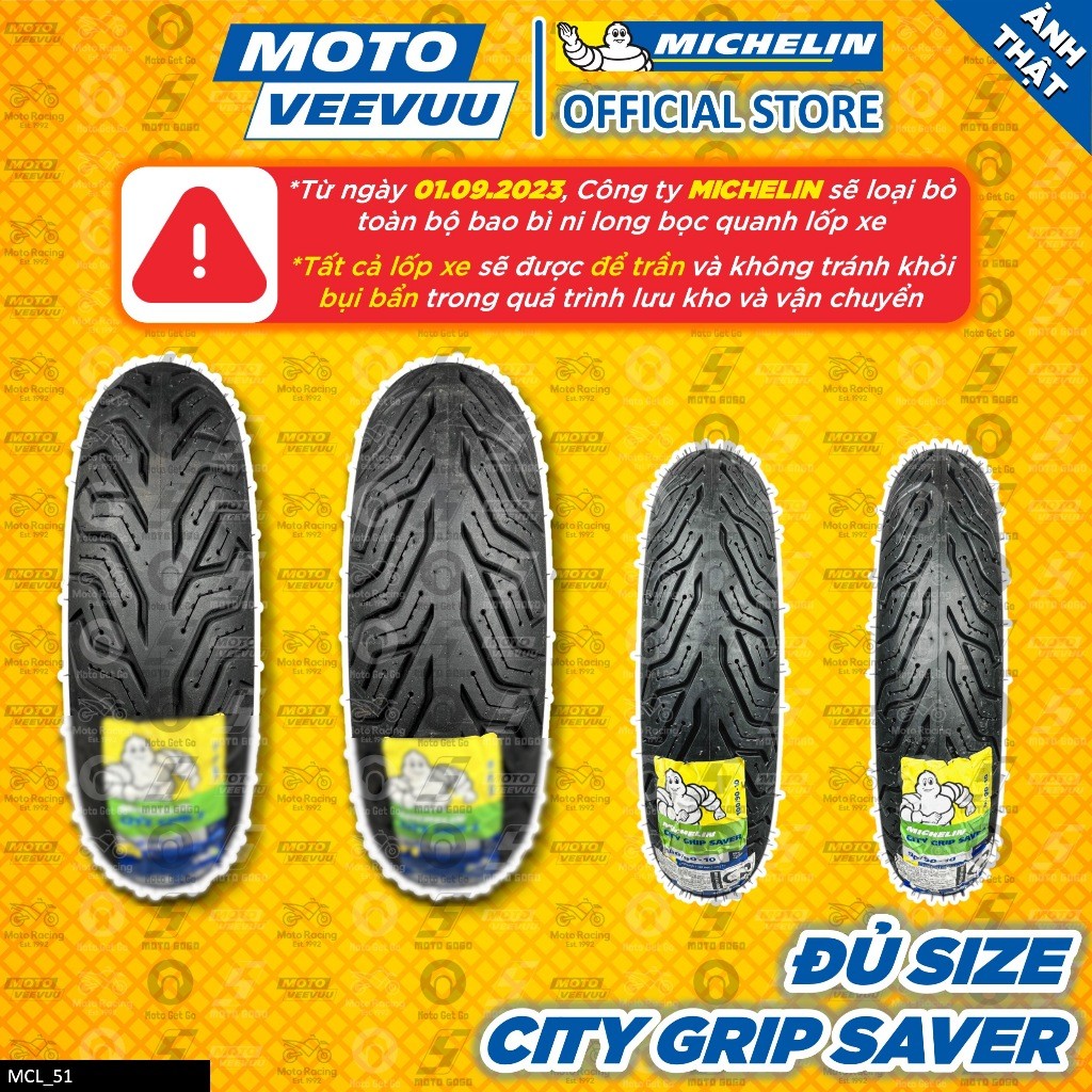 [MTVV] Vỏ lốp xe máy MICHELIN CITY GRIP SAVER đủ size xe ga 70 80 90 100 110 120 130 140 10 11 12 14