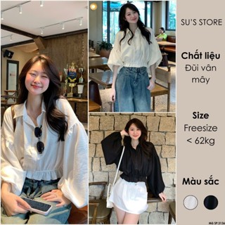Áo Sơ Mi Dáng Croptop Tay Bồng Chun Dưới A3136 Susstore Thời Trang Nữ Bigsize