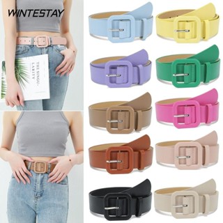 WINTESTAY  Thắt lưng da Thiết kế sang trọng Màu kẹo Dây thắt lưng mỏng thông thường
