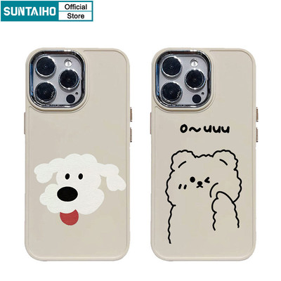 Suntaiho Ngộ nghĩnh Vỏ Độc Đáo Họa Tiết Gấu Chó Ốp lưng Iphone 16 15 14 12 13 11 Pro Max IP 7 8 Plus Iphon X Xs XR Xs Max Silicon Mềm Cao Cấp Chống Sốc Ốp Lưng