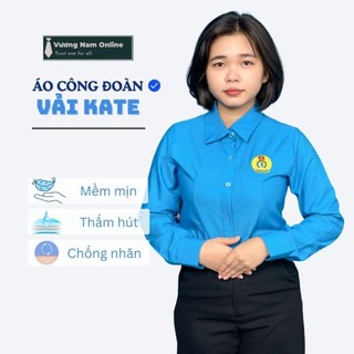  Áo sơ mi Công Đoàn Việt Nam chất vải kate sil thoáng mát logo chuẩn thêu sắc nét màu xanh da trời truyền thống VNO144 