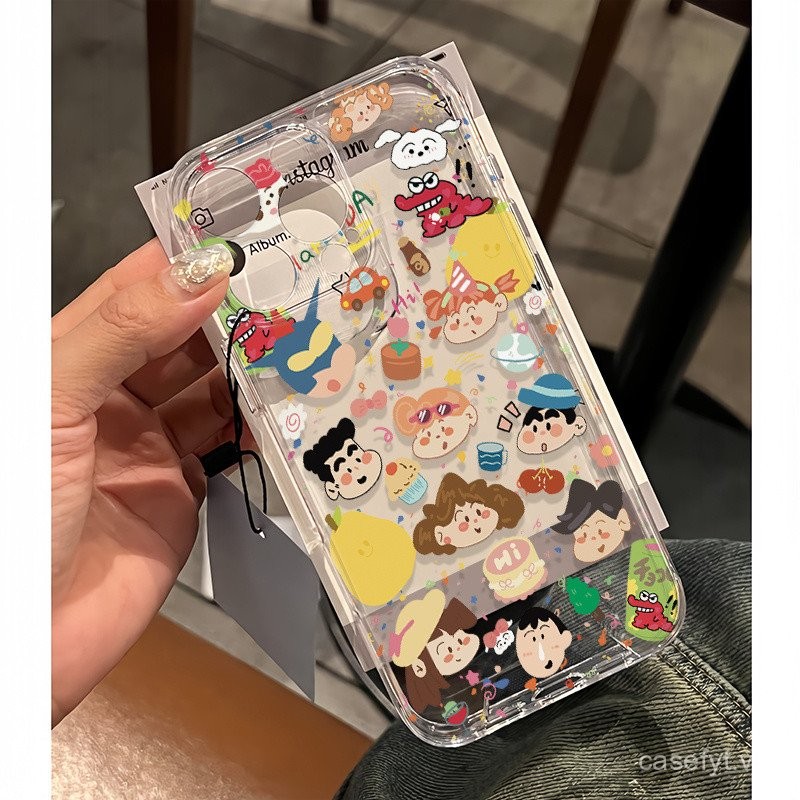Ốp điện thoại di động hoạt hình dễ thương toàn màn hình vui nhộn graffiti dùng cho iPhone 15promax 1
