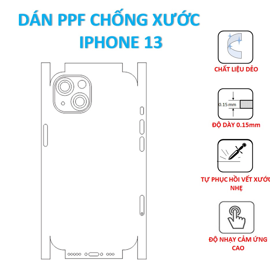 Dán PPF chống xước mặt sau Iphone 13 ilistore