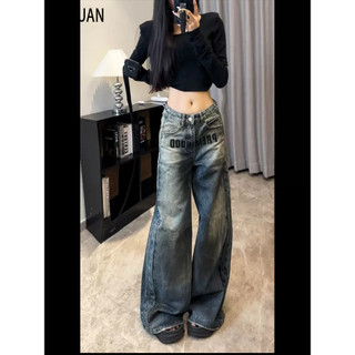  HAYUAN quần ống rộng quần nữ jean Popular Casual Korean hàn quốc WNK24B08IJ 45Z241107 
