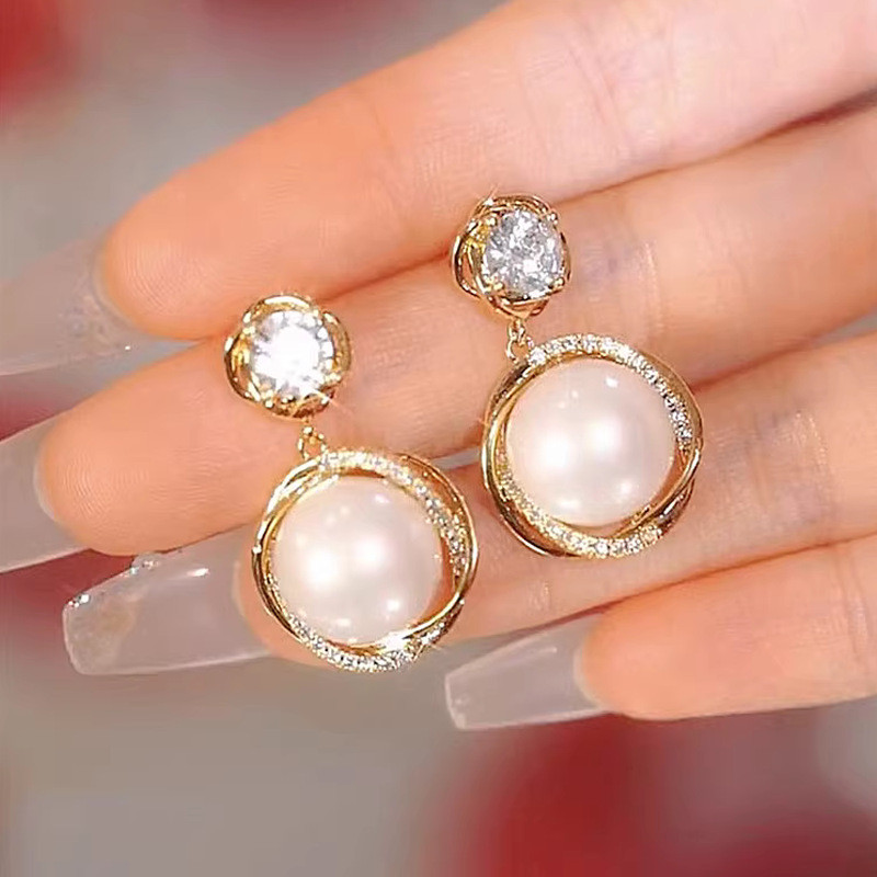 Sang Trọng Người Nổi Tiếng Cao Cấp Bông Tai Ngọc Trai Nữ Ánh Sáng Sang Trọng Tất Cả Trận Đấu Bông Ta