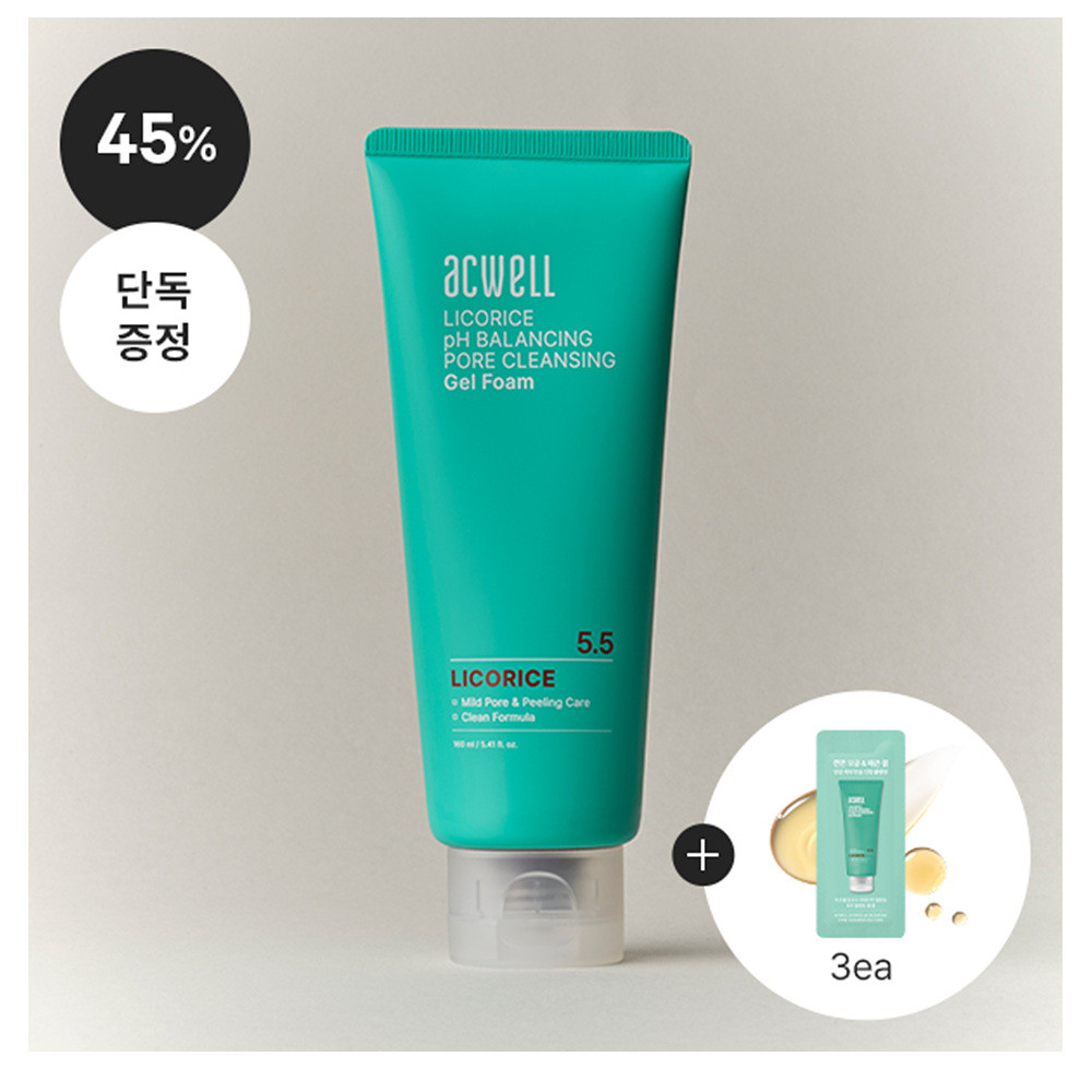 Gel làm sạch lỗ chân lông cân bằng độ pH Acwell Licorice Water + quà tặng miễn phí