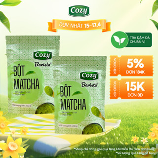 COMBO 2 Gói Bột Matcha Cozy Organic Tea (2 gói x 200gr) Thơm Vị Trà Xanh Dịu Nhẹ, Dễ Uống, Dùng Trong Pha Chế, Làm Bánh