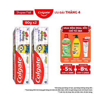 Bộ 2 Kem đánh răng Colgate Minion cho trẻ em hương dâu 80g