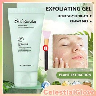  COD   TẶNG CỌ  SHE Eureka Gel Rửa Mặt Tẩy Tế Bào Chết Làm Sáng Da 50g CelestialGlow 