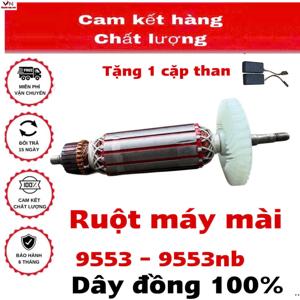 Rotor Máy Mài MAKITA 9553 9553B 9553NB - Ruột Mài MAKITA 9553NB - Dài 152mm - Thân 32mm .. VN Máy Mó