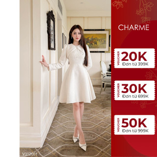 Váy dạ đi tiệc dài tay cổ xếp Charme 312001