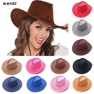 MAHES Mũ Cao Bồi Bằng Da Lộn Panama Phong Cách Phương Tây Dành Cho Nam