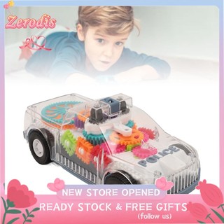 Zerodis Bánh răng trong suốt Xe điện Đồ chơi Âm nhạc Bánh xe đa năng sáng tạo cho bé trai