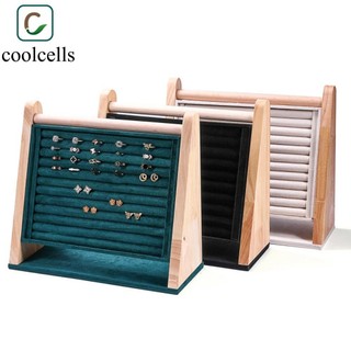 Giá đỡ trưng bày nhẫn COOLCELLS, Giá đỡ trang sức nhiều lớp bằng gỗ, Kệ vòng cổ công suất lớn bền bỉ tại nhà