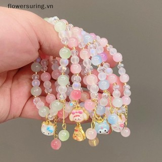 {Flo} Vòng tay pha lê Sanrio dễ thương hoạt hình cho bé gái Vòng tay Kawaii Sáng tạo Vòng tay đính cườm Hello Kitty Quà tặng bé gái {floweruring.vn}