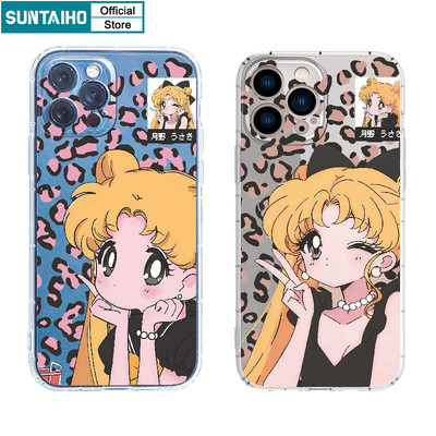 Suntaiho Anime Dễ Thương Thủy Thủ Mặt Trăng Họa Tiết Ốp Điện Thoại TPU Trong Suốt Mềm Cao Cấp Chống Sốc Cho IPhone 11 12 13 14 15 16 Pro Max IP 7 8 Plus IPhone X Xs XR Xs Max