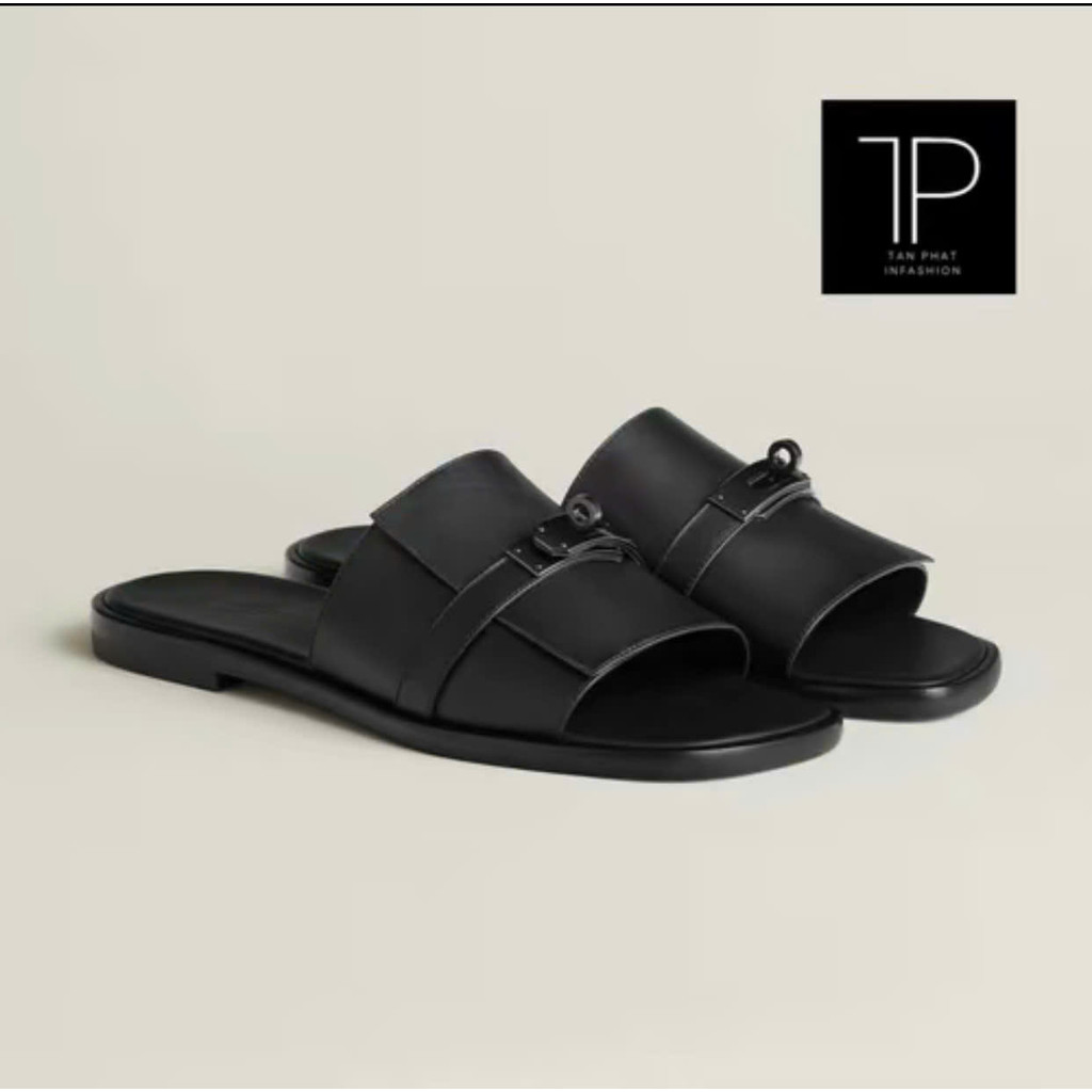 Dép Sandal HM Đen , Dép Her.mec Đen Bản Cao Cấp Full Box + Full Phụ kiện - Tấn Phát Fashion