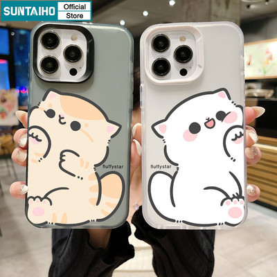 Suntaiho Cặp Đôi Dễ Thương Và Quyến Rũ Họa Tiết Mèo Vỏ Điện Thoại Trong Suốt Mờ Mềm Cao Cấp Chống Sốc Cho iPhone 11 12 13 14 15 16 Pro max IP 7 8 Plus Iphon X Xs XR Xs max
