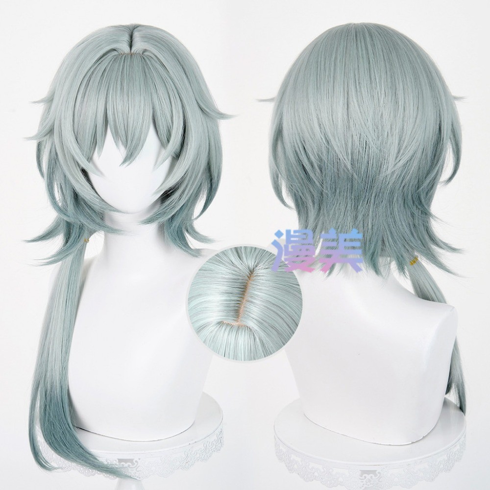 Ice Honkai: Star Rail Anaxa - Tóc giả cosplay dài 65cm, màu đa sắc, chịu nhiệt
