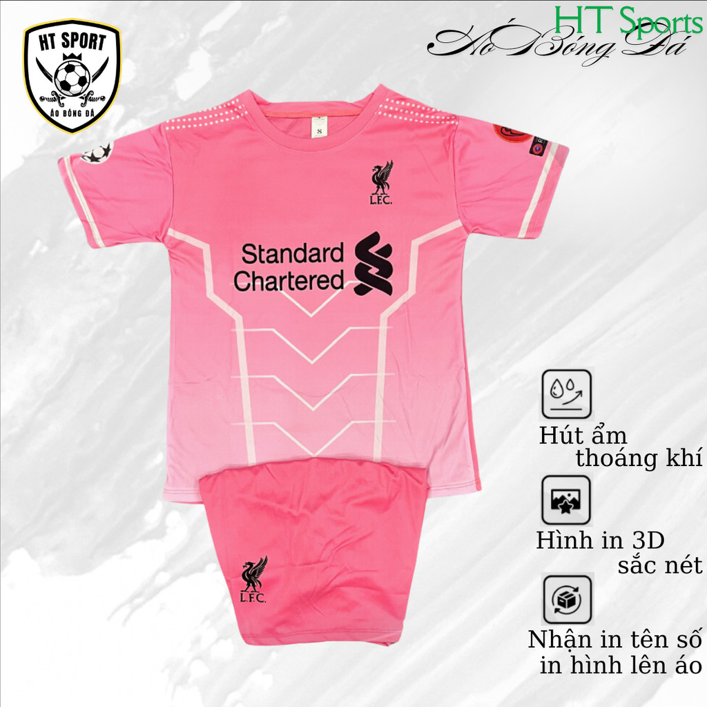 Quần Áo Bóng Đá - Đồ Đá Banh Trẻ Em Clb Liverpool Màu Hồng-Chất Thun Lạnh Mềm Mát In 3D Cao Cấp