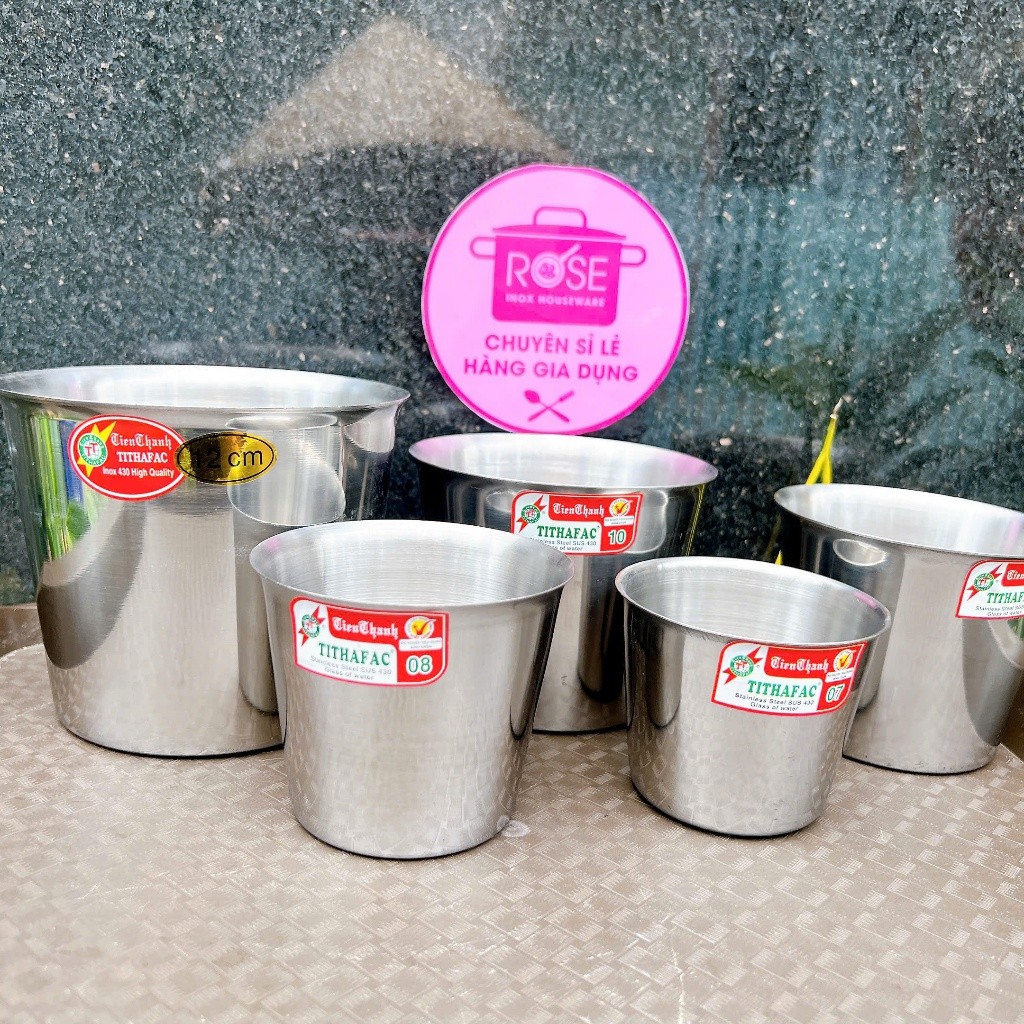 COMBO 10 LY ĐÁ INOX ly làm đá inox TITHAFAC tem Đỏ - Chung làm nước đá inox tiện lợi