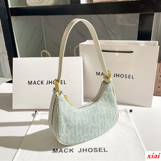 Hồng Kông MackJhosel PU Niche Retro Vải Baguette Nách Túi Nữ Thu Đông Mùa Hè 2021 Phong Cách Mới Túi Đeo Vai