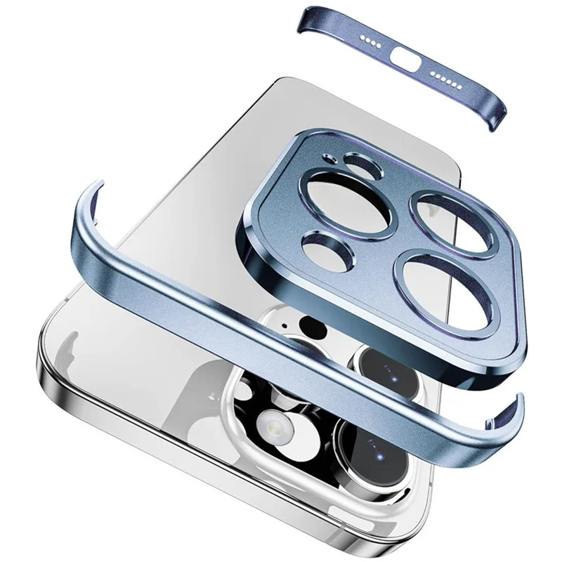 Nhôm Kim Loại Không Khung Ốp Lưng Bảo Vệ Ống Kính Máy Ảnh Cho IPhone 16 15 14 13 12 Pro Max Plus 16P