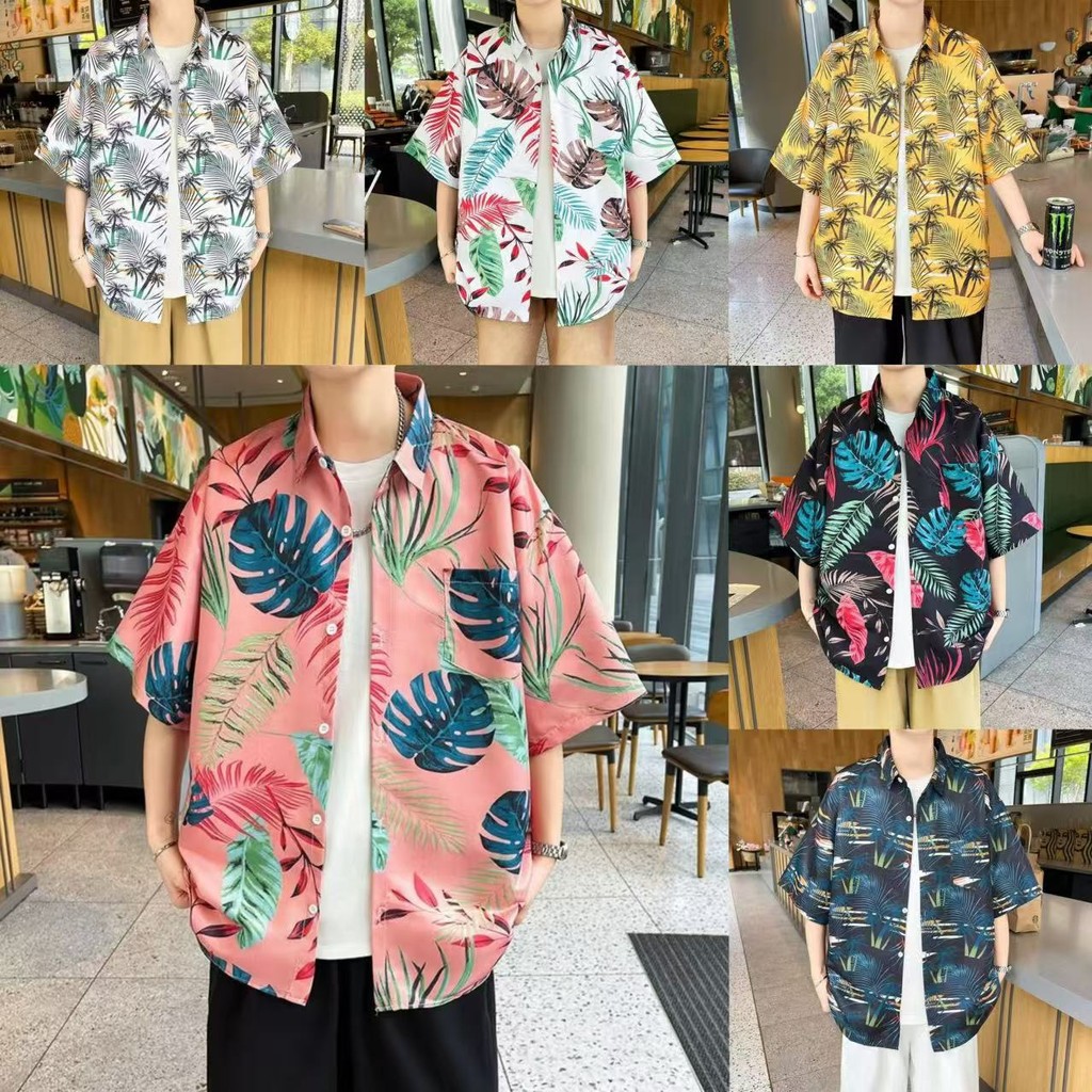 M-3XL Nam Retro Hoa Hawaii Áo Sơ Mi Nam Tay Ngắn M-3XL 100 Phong Cách